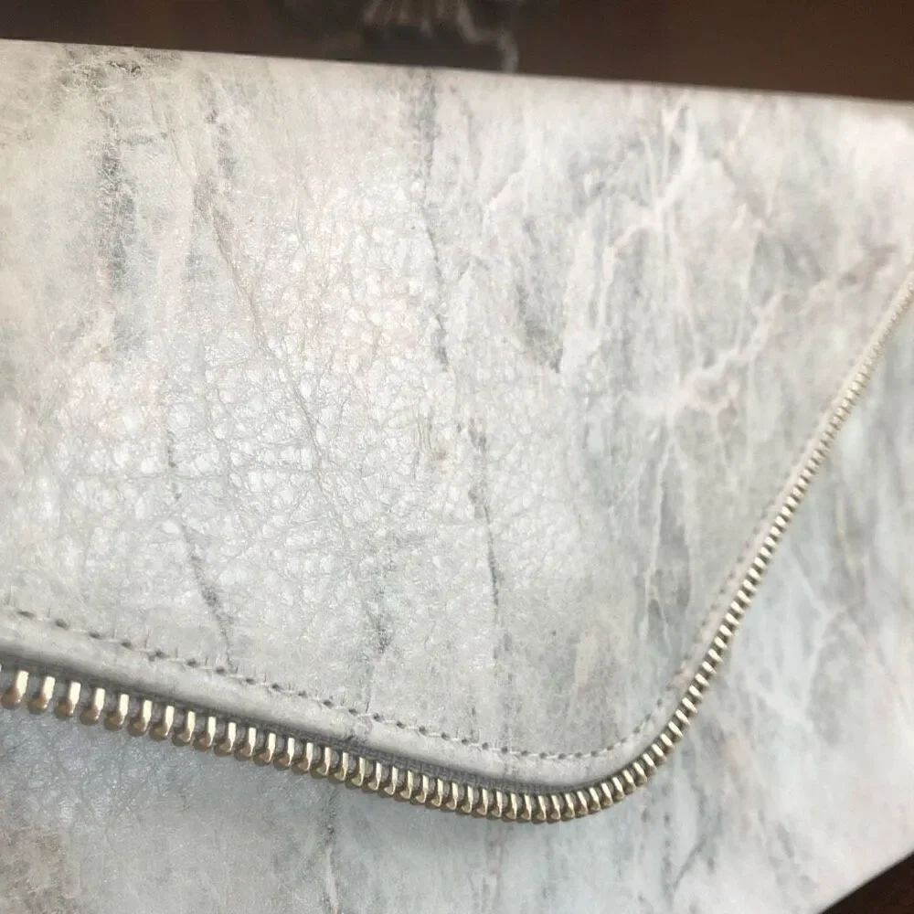 COASTAL ROAD -🎉HP🎉 Gray Marble Custom-Made Leather Zipper-Accent Envelope Clutch - Picture 15 of 15